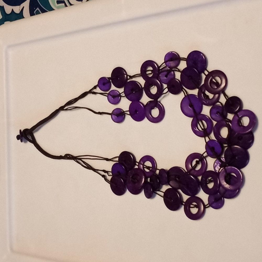 Purple and black disc necklace